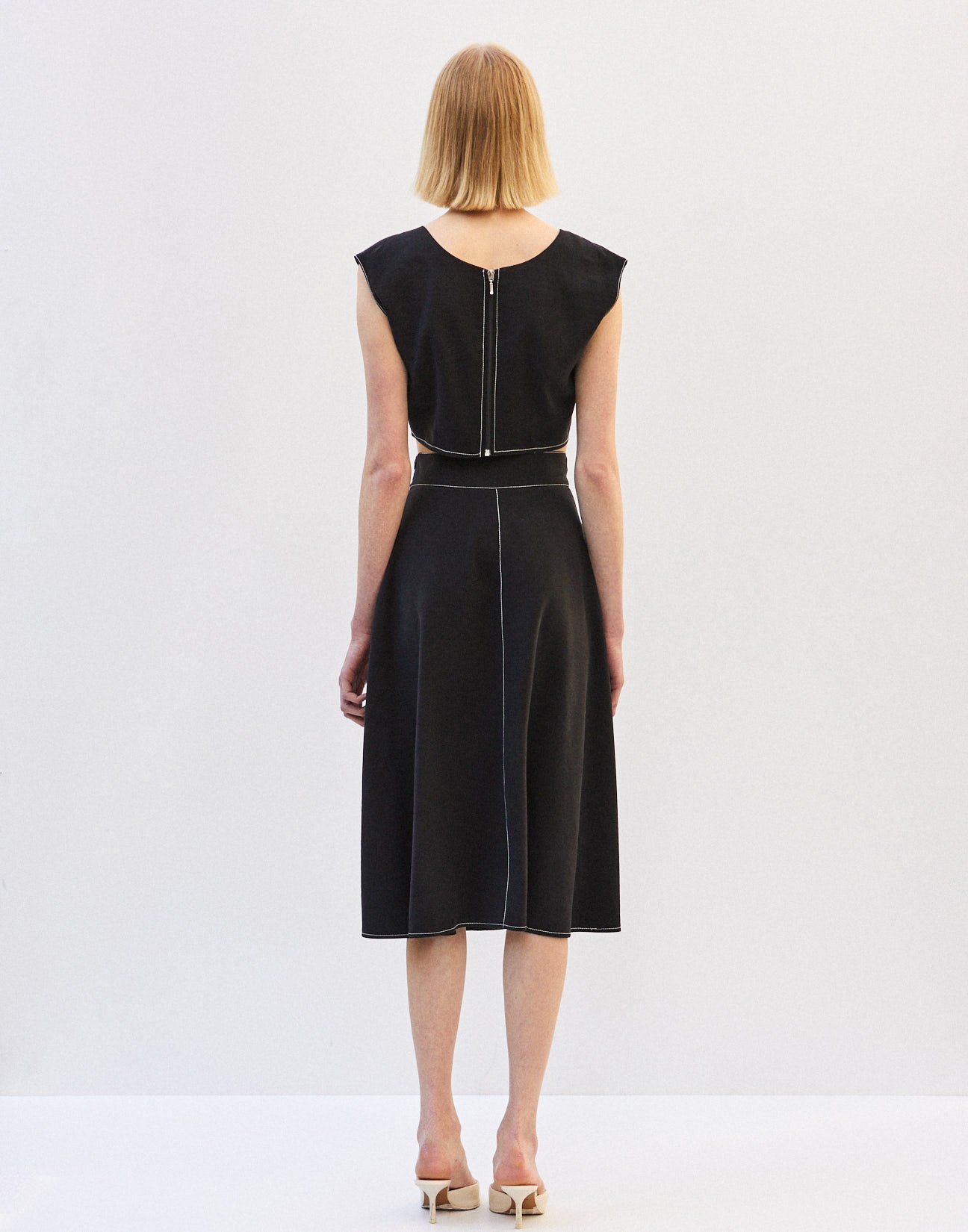 Midi skirt with topstitching