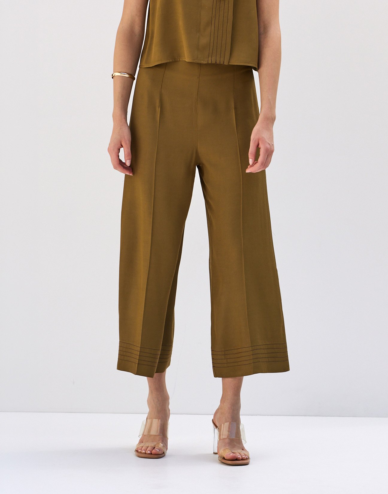 Culotte trousers with topstitching