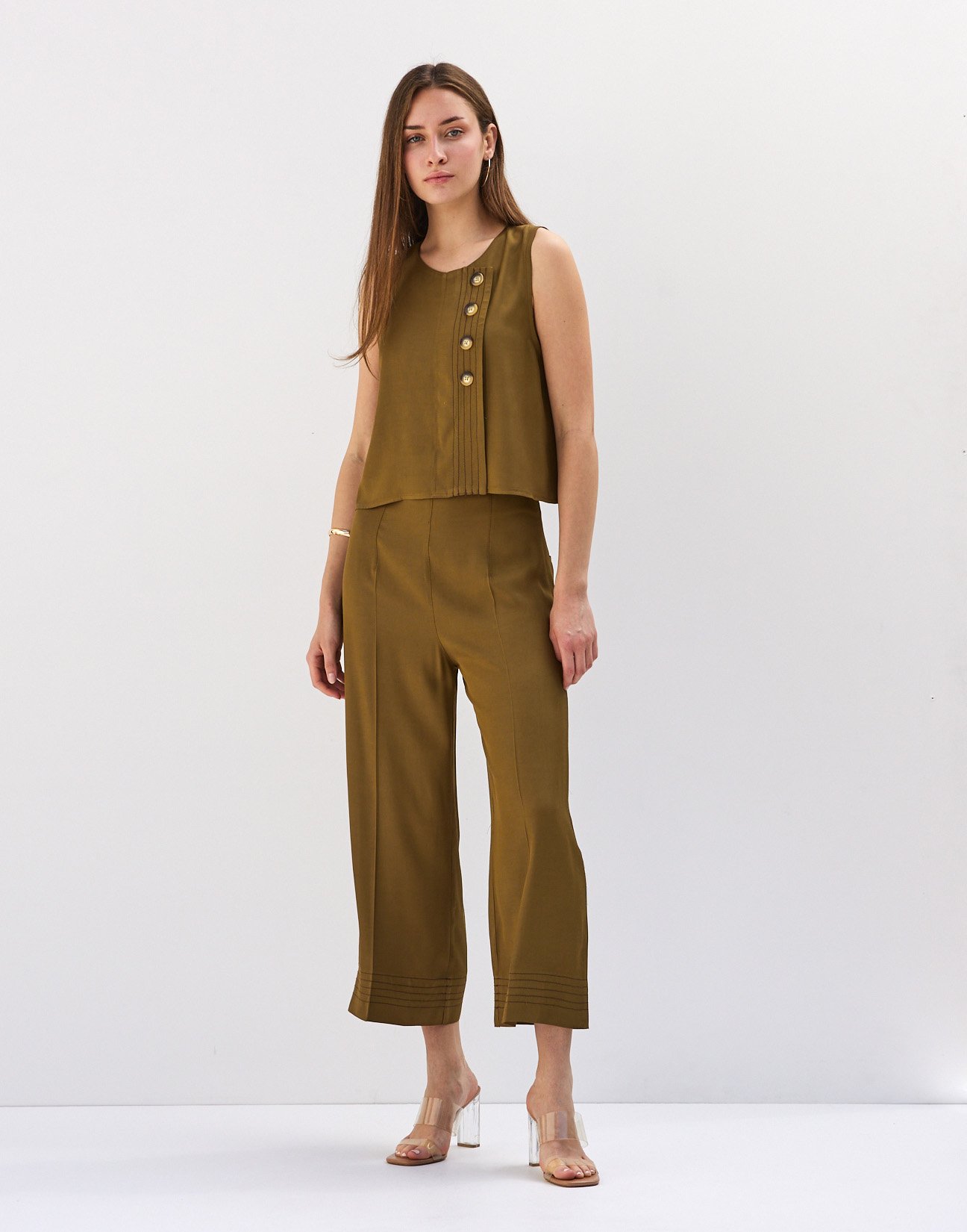 Culotte trousers with topstitching