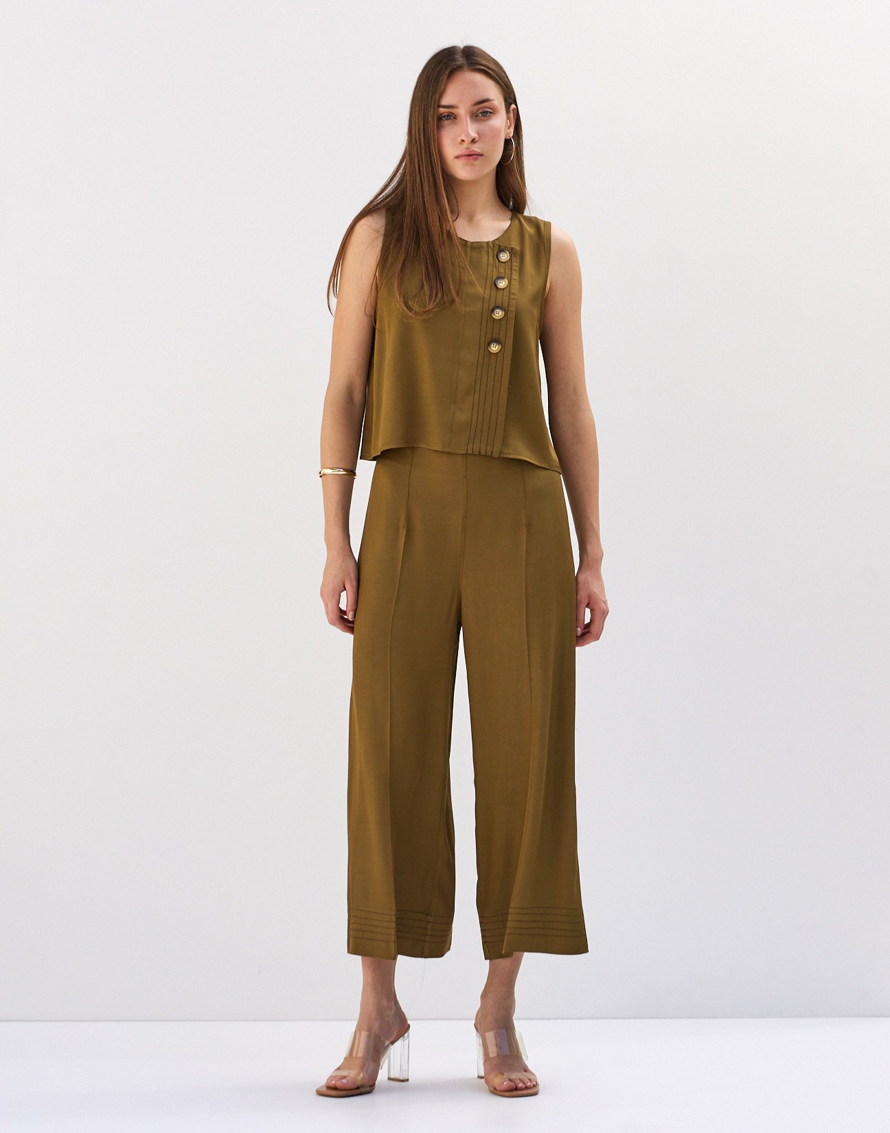 Culotte trousers with topstitching