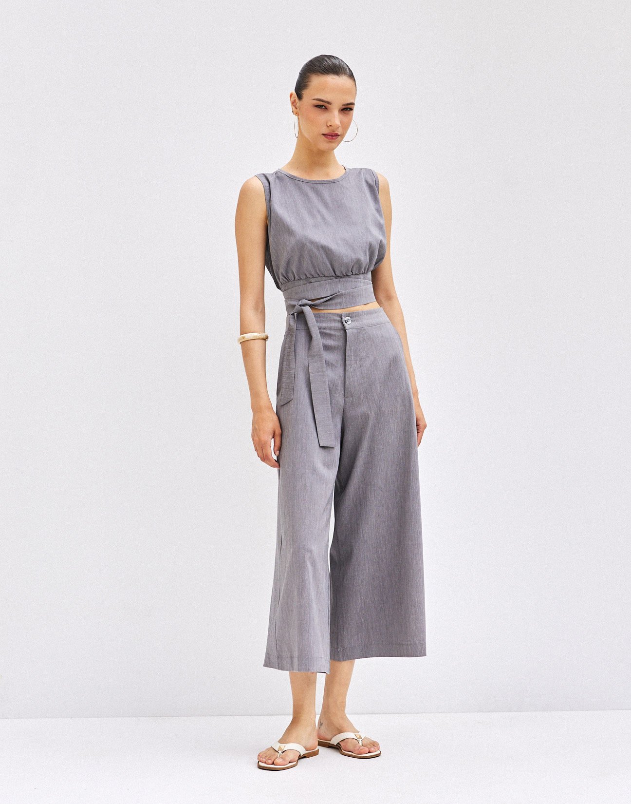 Culotte trousers with elastic waist