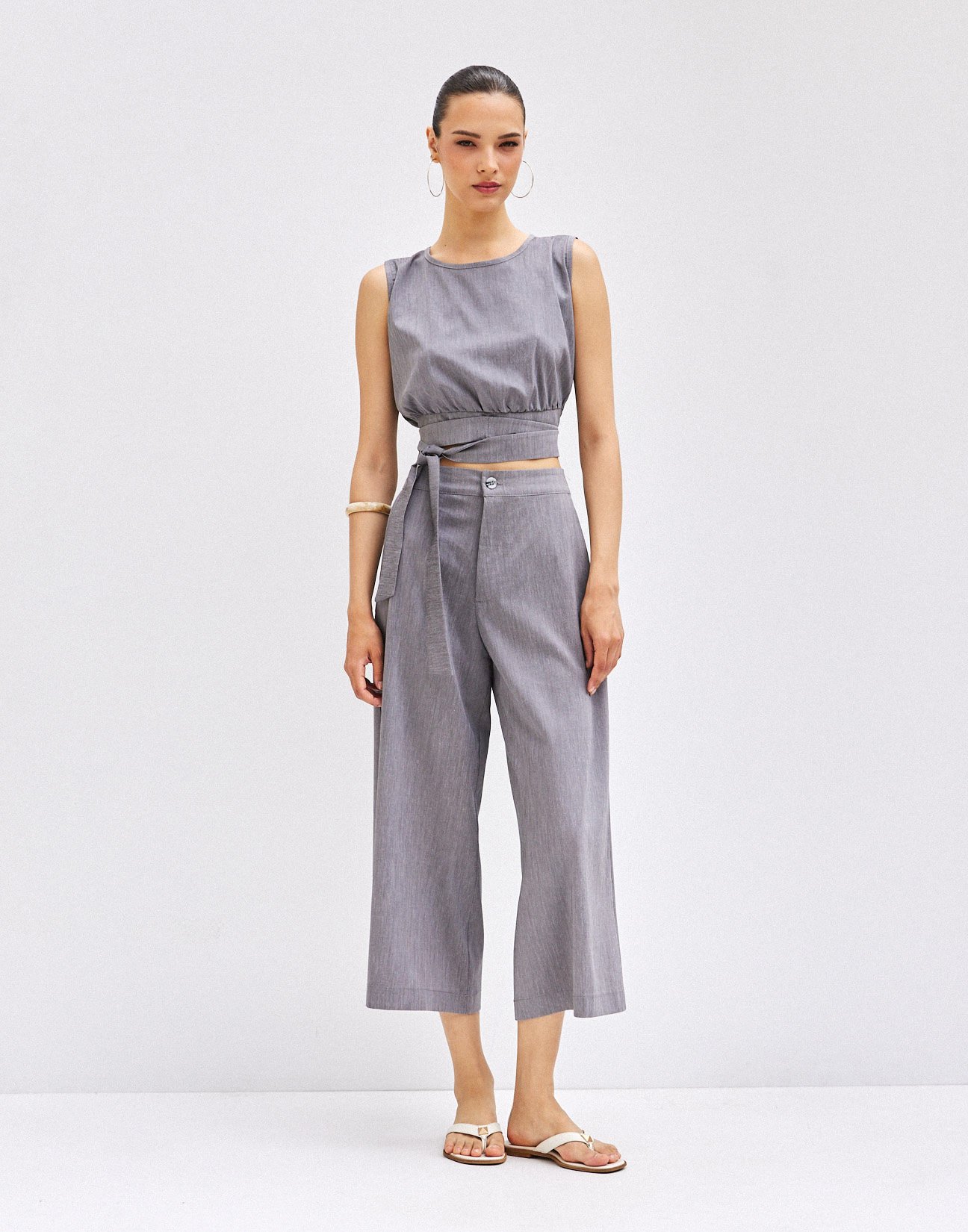 Culotte trousers with elastic waist