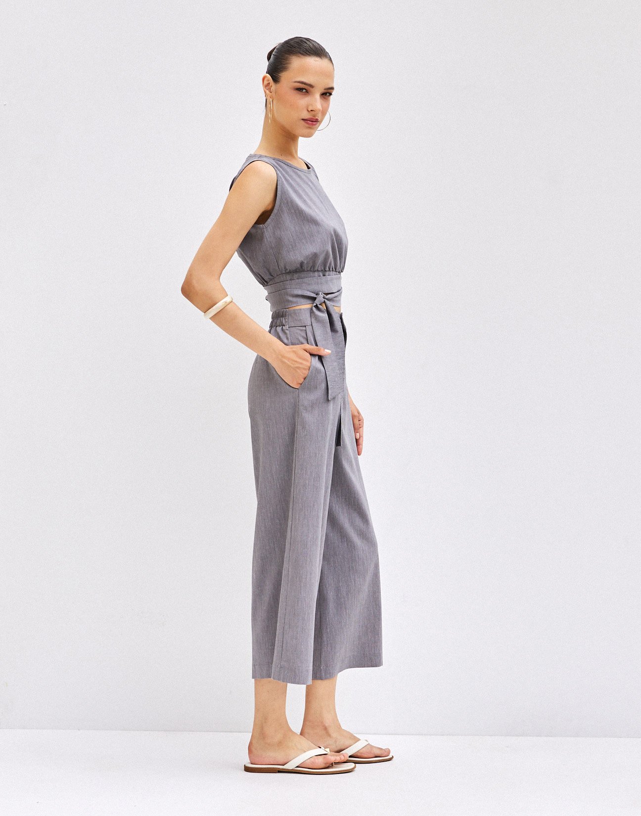 Culotte trousers with elastic waist