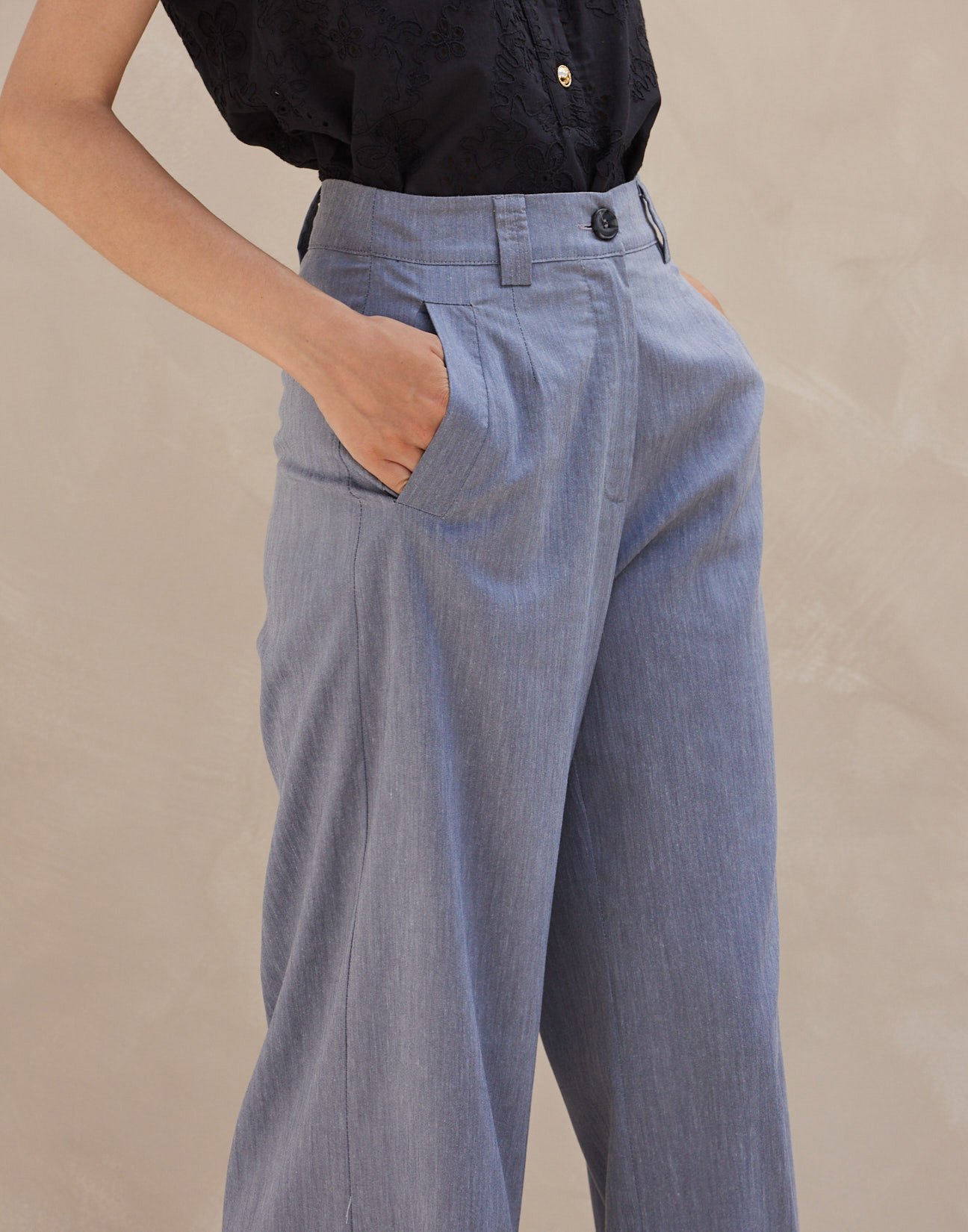 High waist linen culotte