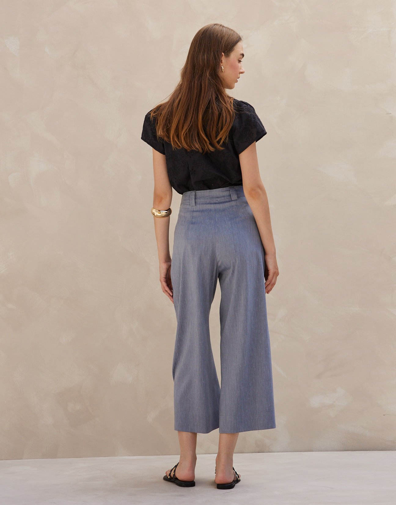 High waist linen culotte