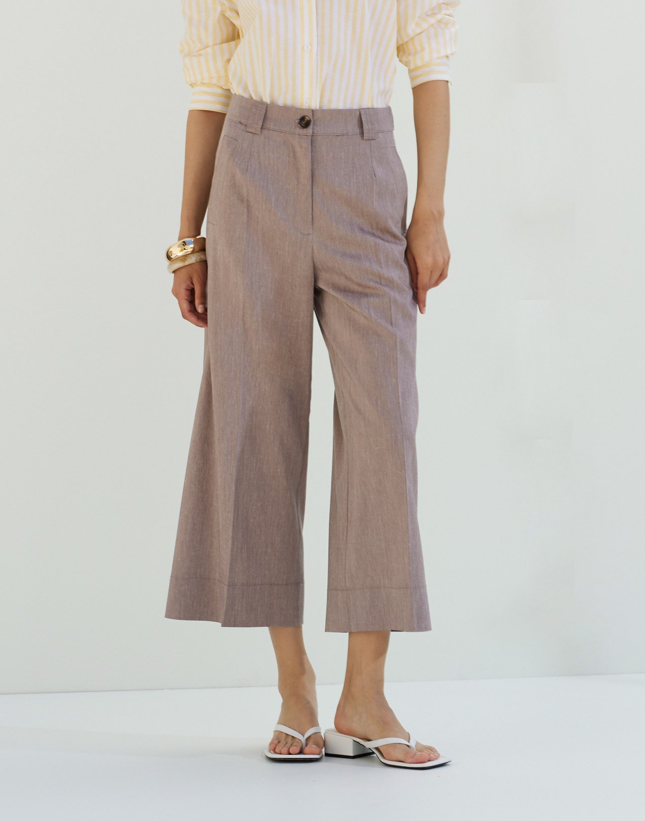 High waist linen culotte