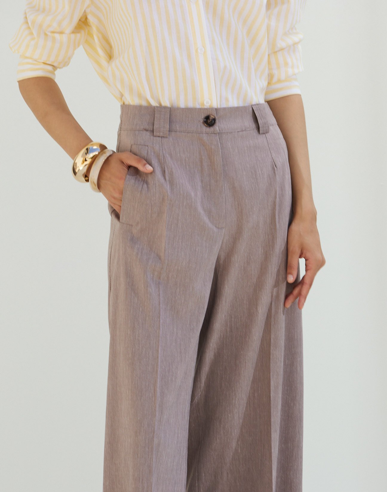 High waist linen culotte