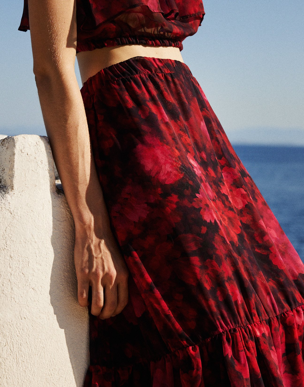 Maxi skirt with ruffles