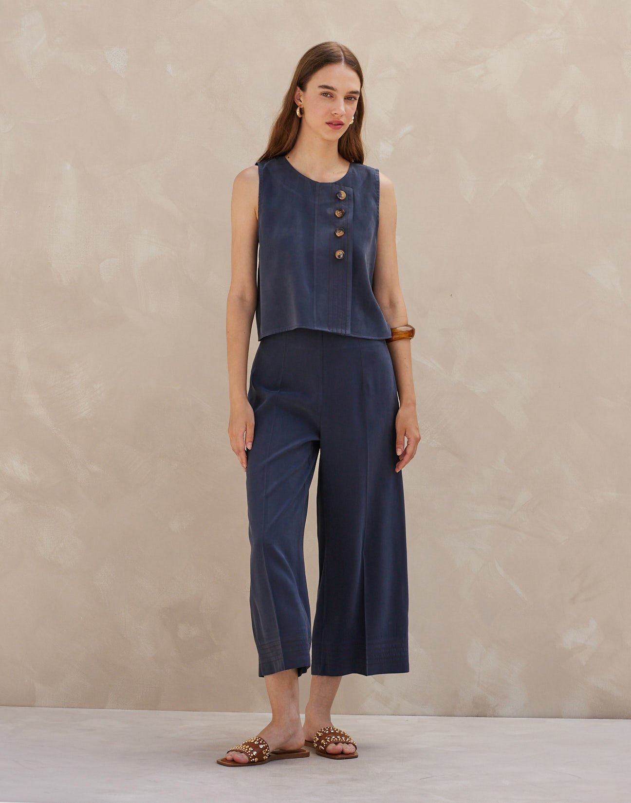Παντελόνι culotte με γαζιά
