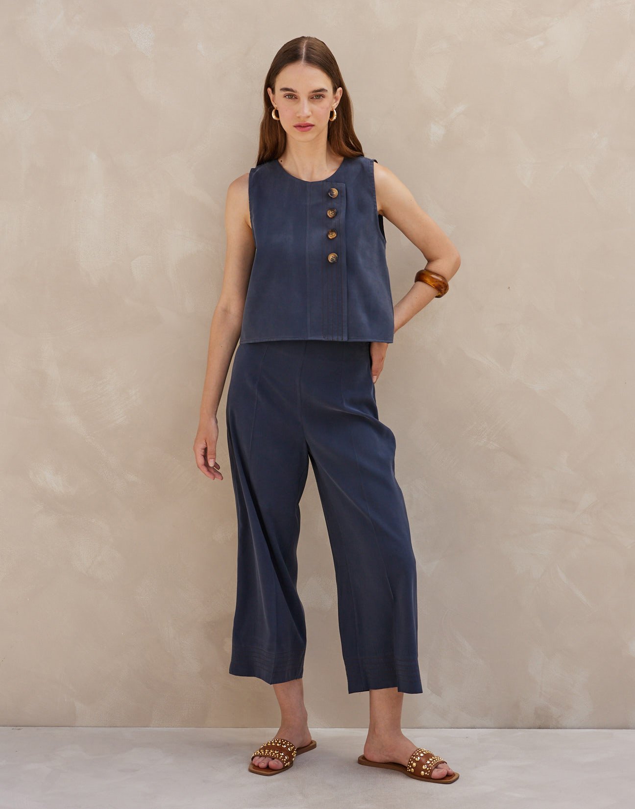 Παντελόνι culotte με γαζιά
