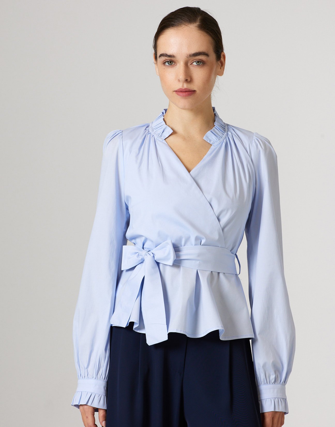 Poplin blouse with ruffles