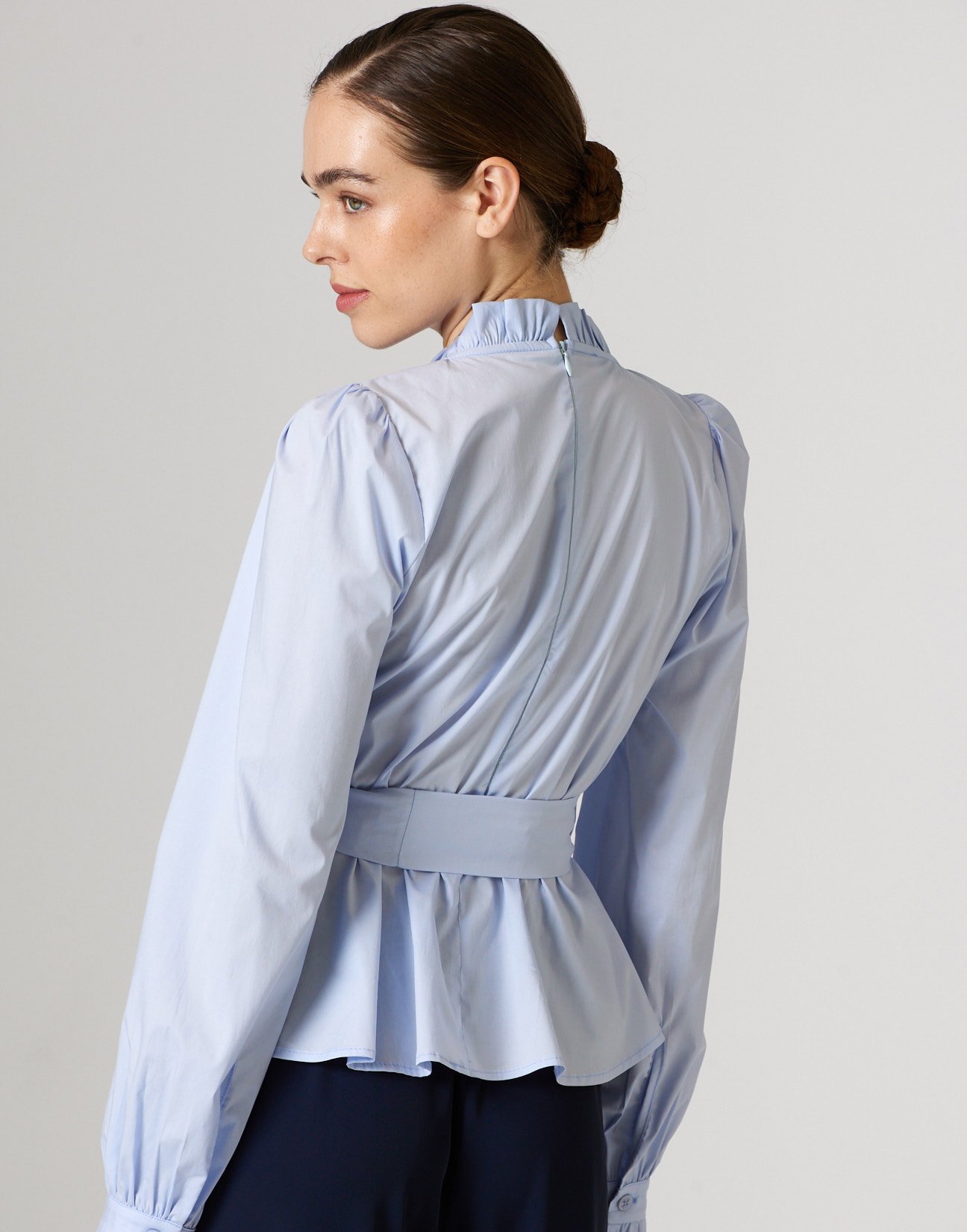 Poplin blouse with ruffles