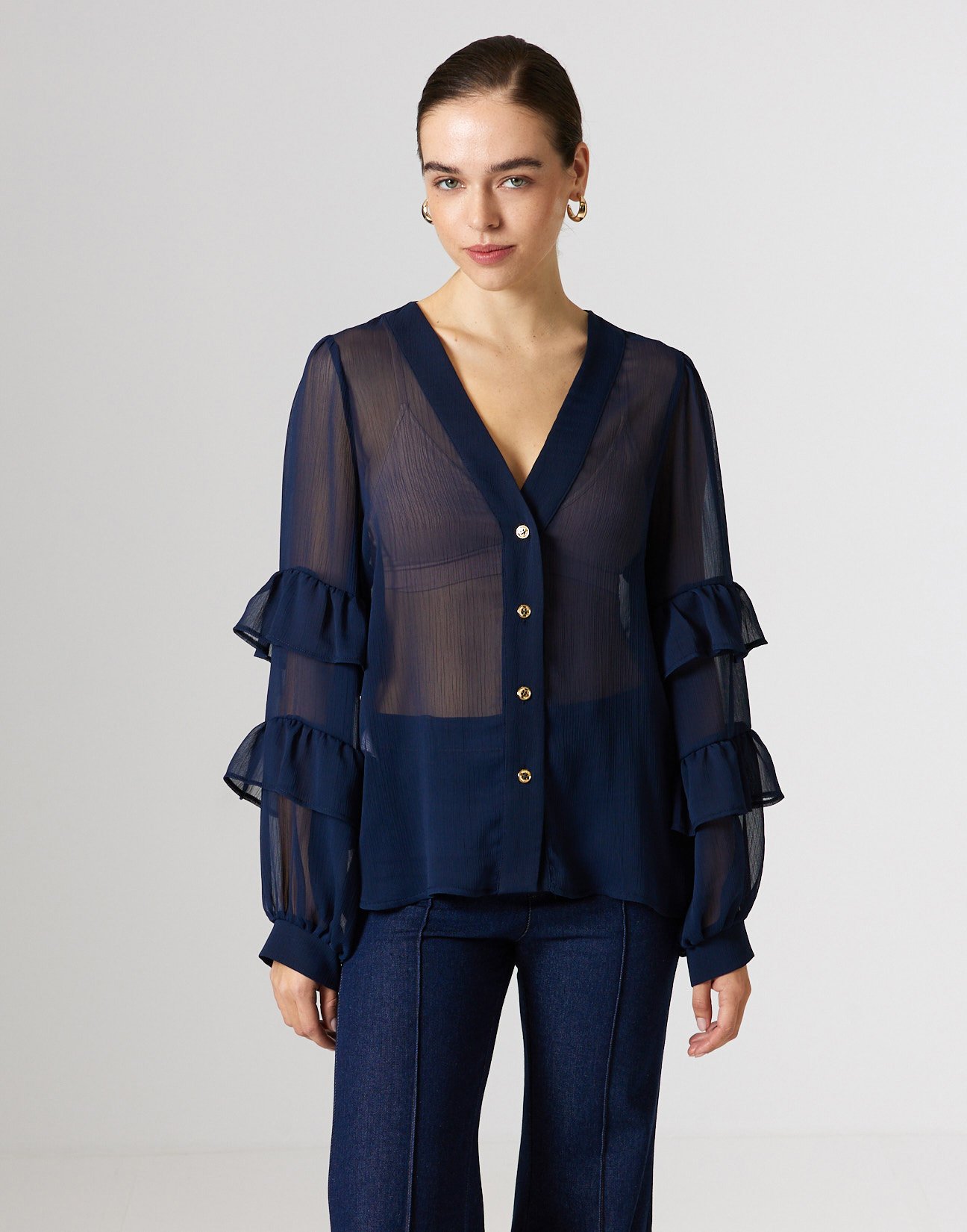 Shirt with ruffles detail