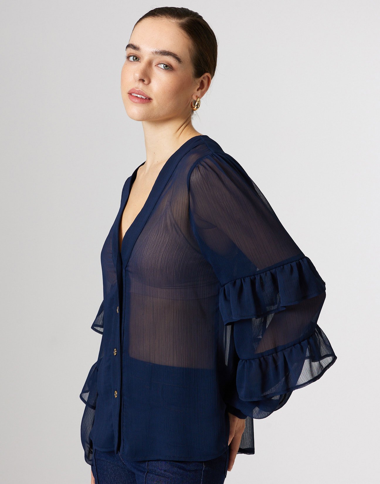 Shirt with ruffles detail