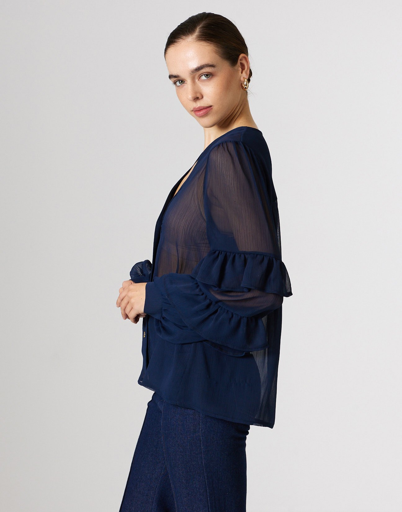 Shirt with ruffles detail