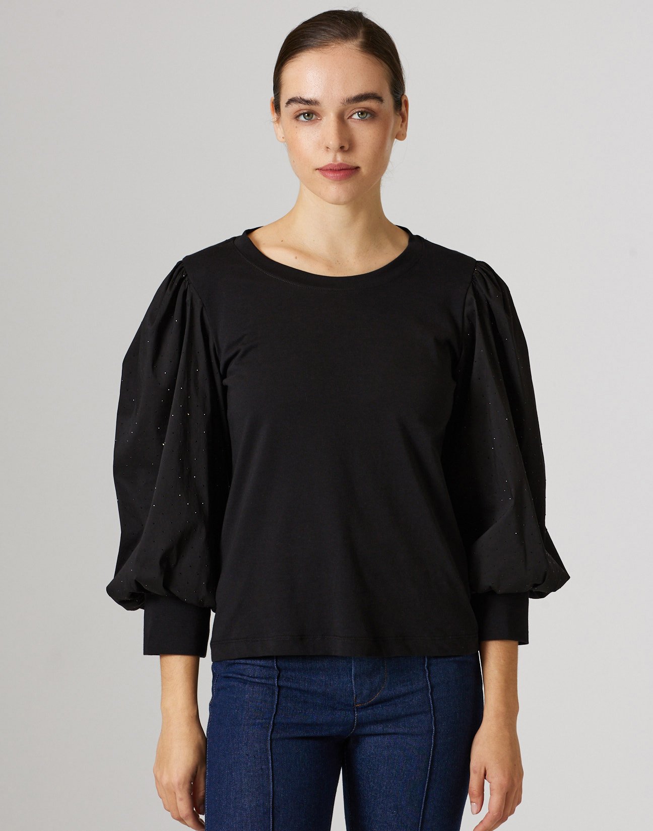 Blouse with rhinestone detail