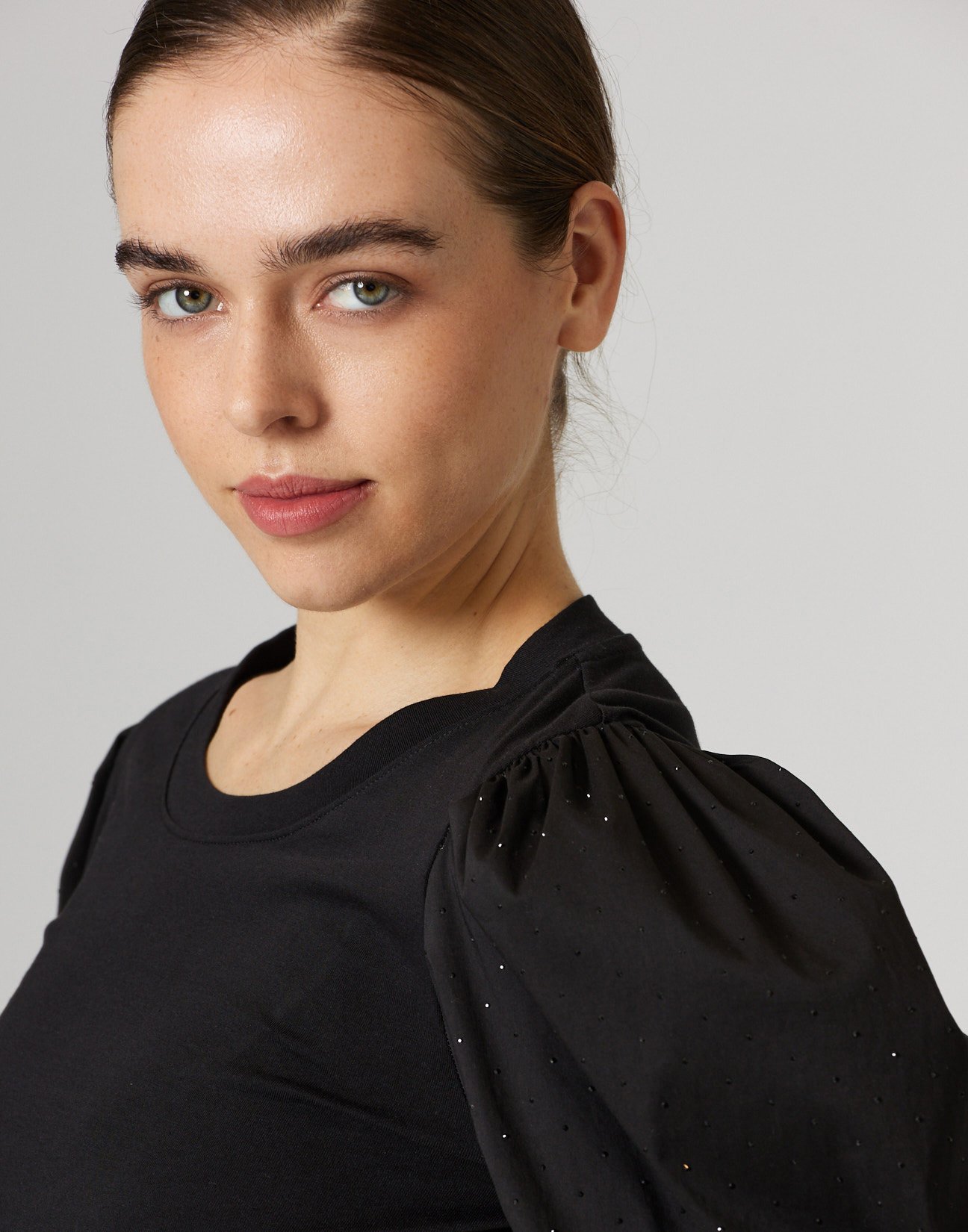 Blouse with rhinestone detail