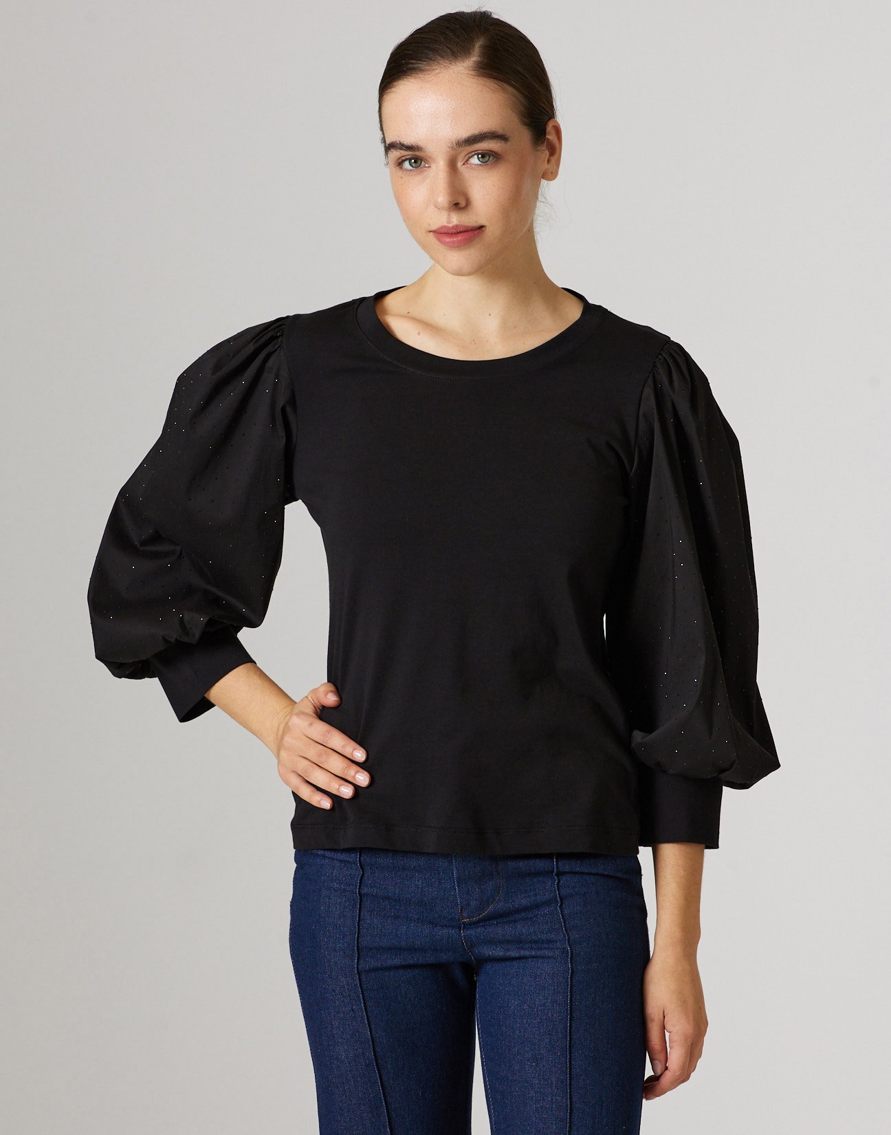 Blouse with rhinestone detail