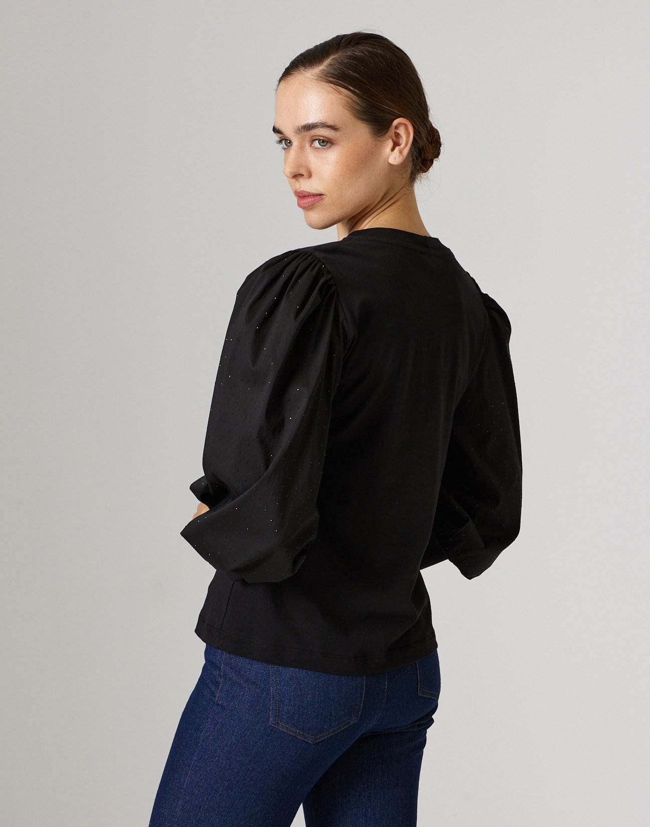 Blouse with rhinestone detail