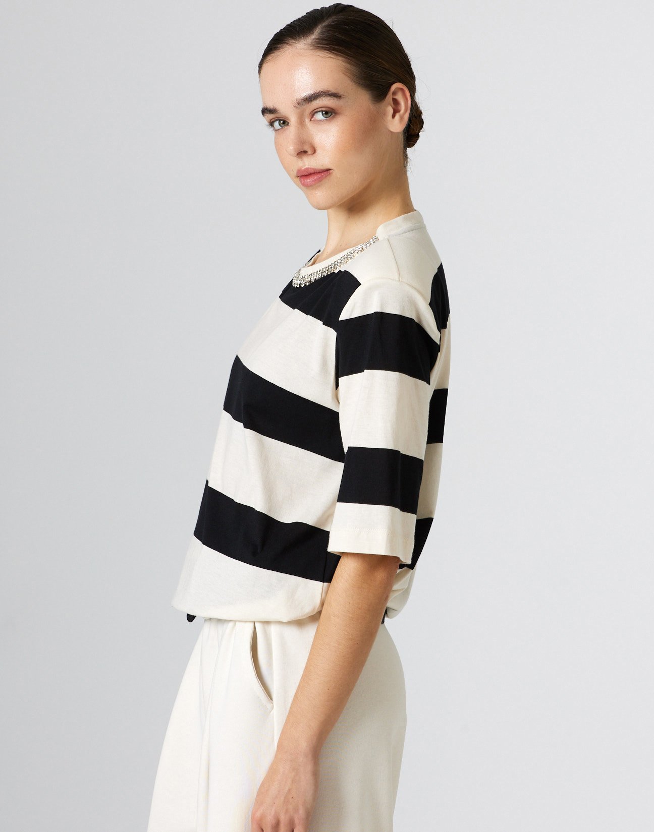 Oversized blouse with stripes
