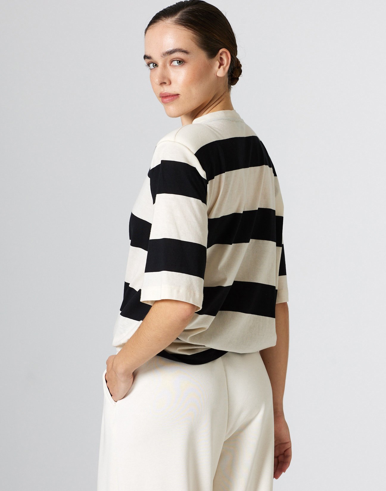 Oversized blouse with stripes