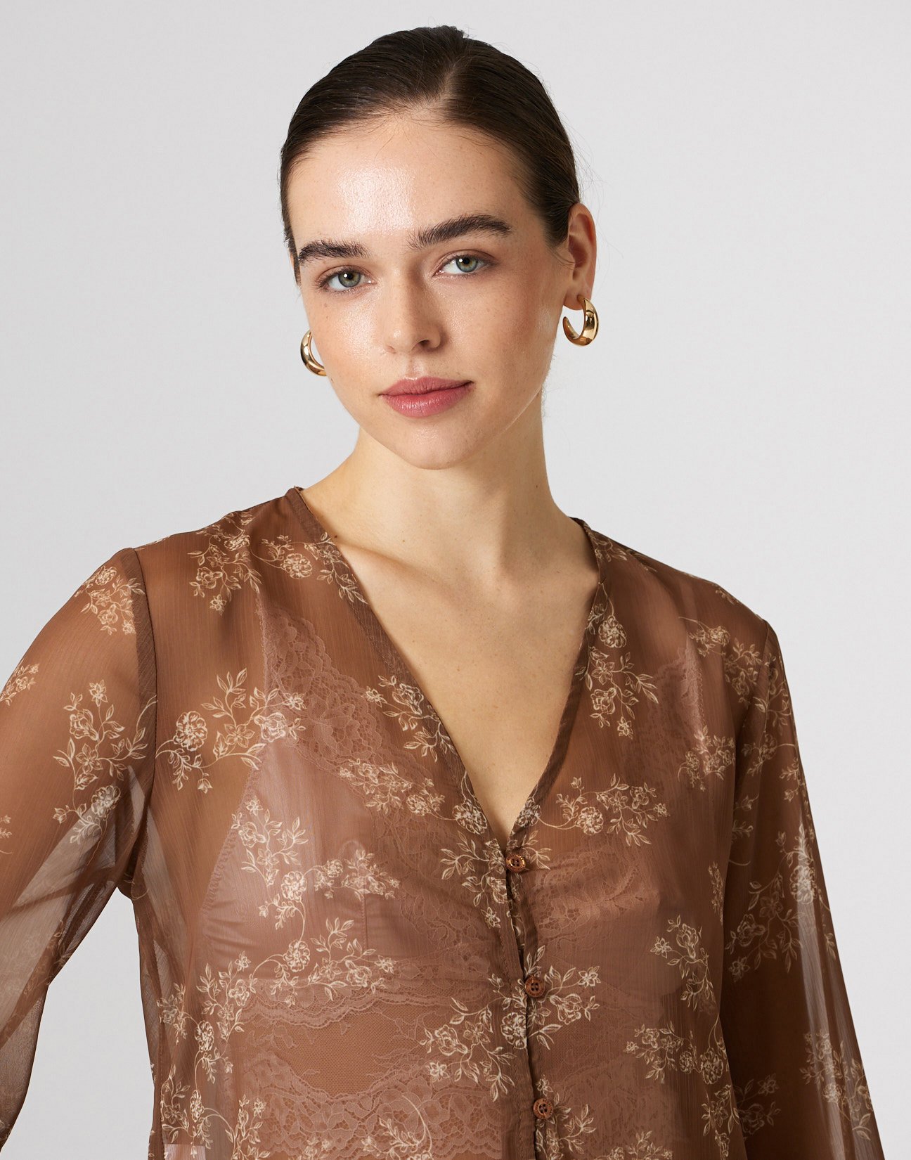 Printed shirt with ruffles