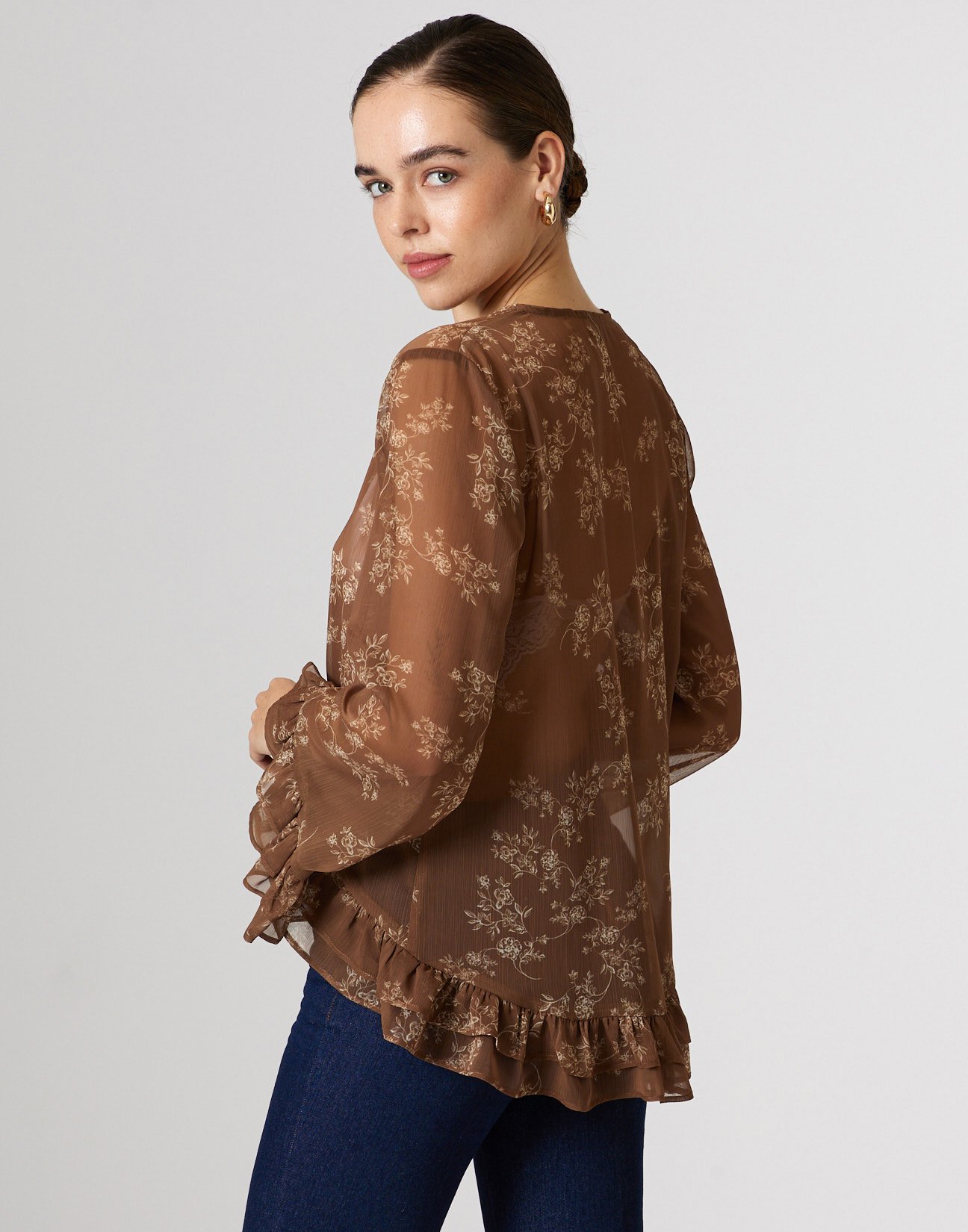 Printed shirt with ruffles