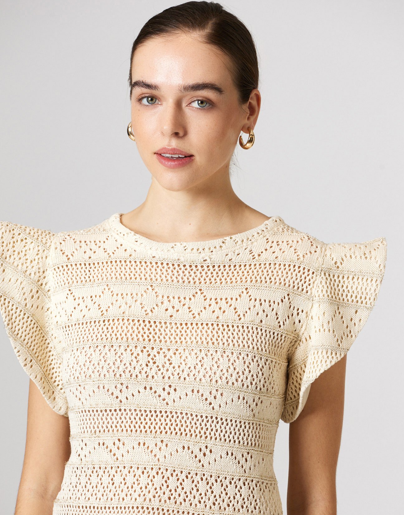 Cutwork knit blouse