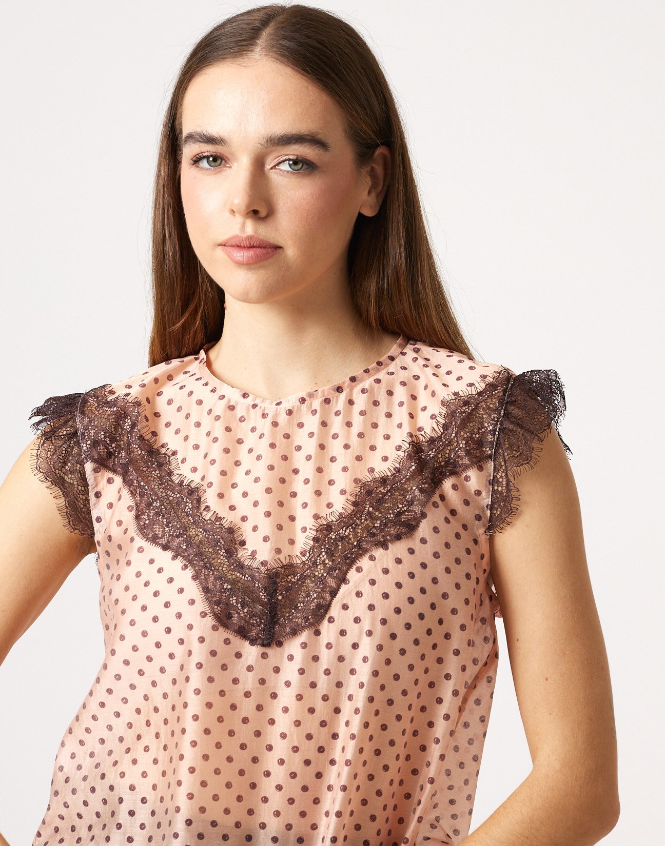 Polka dot top with lace