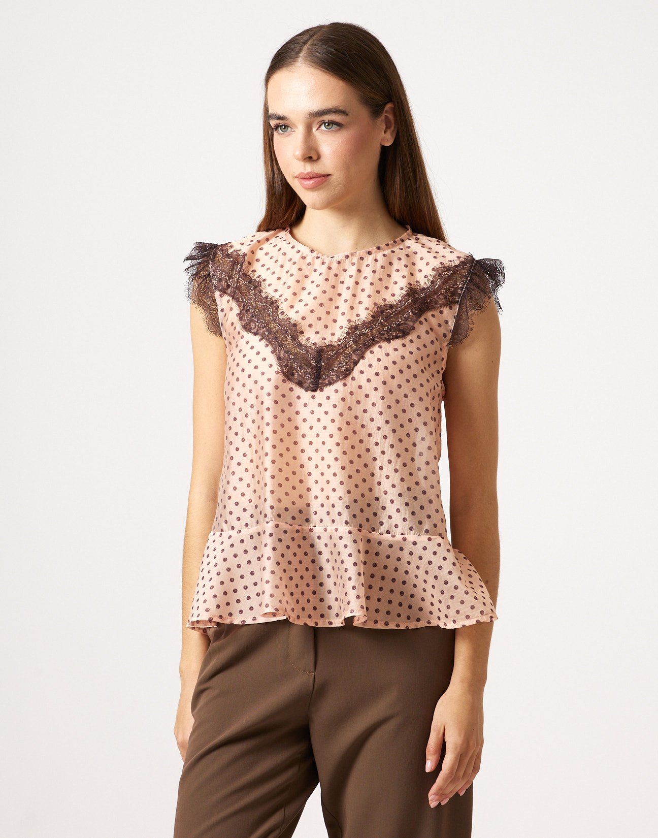 Polka dot top with lace