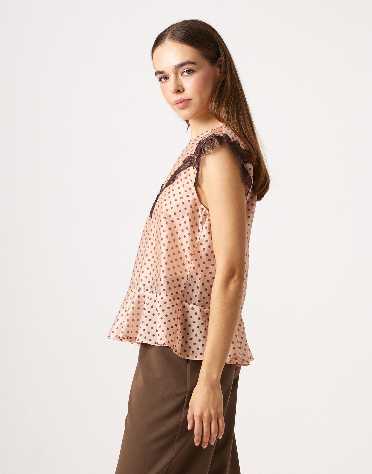 Polka dot top with lace