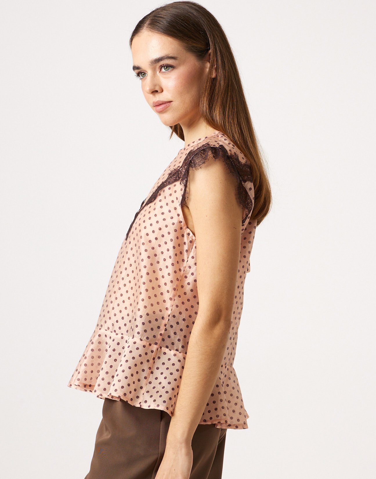 Polka dot top with lace