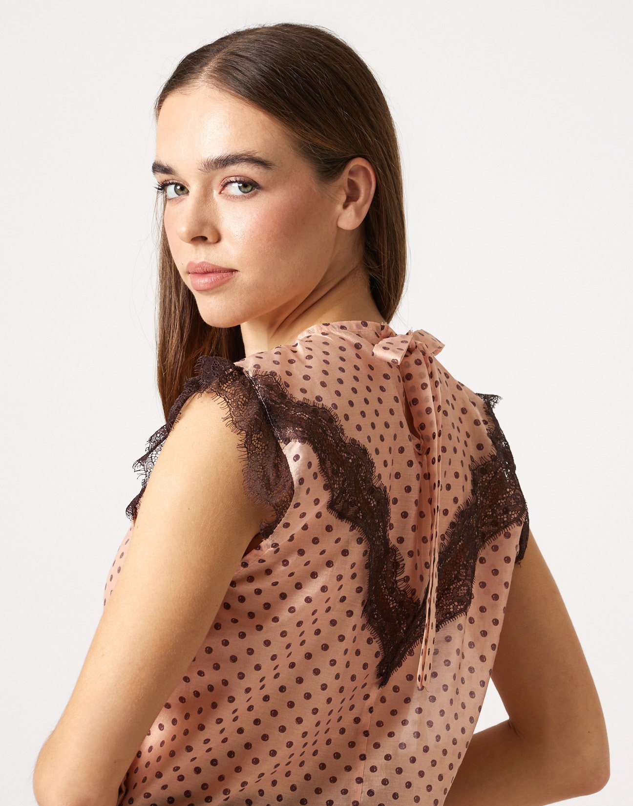 Polka dot top with lace
