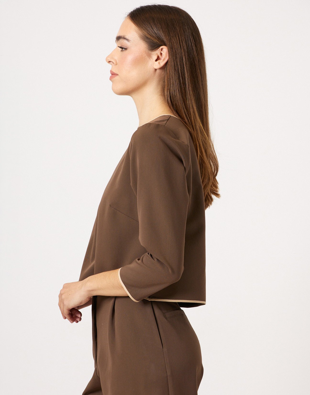 Blouse with piped seams