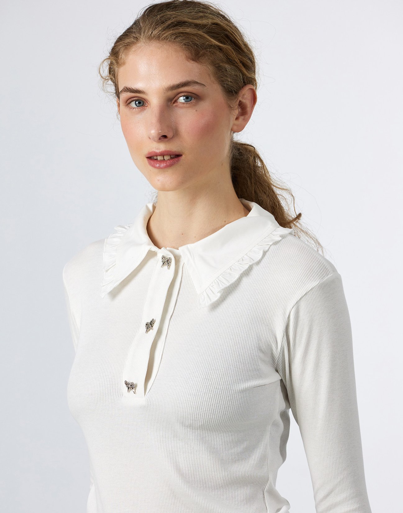 Ribbed top with collar