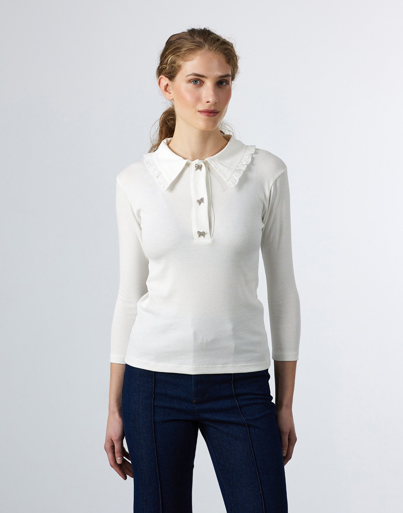 Ribbed top with collar