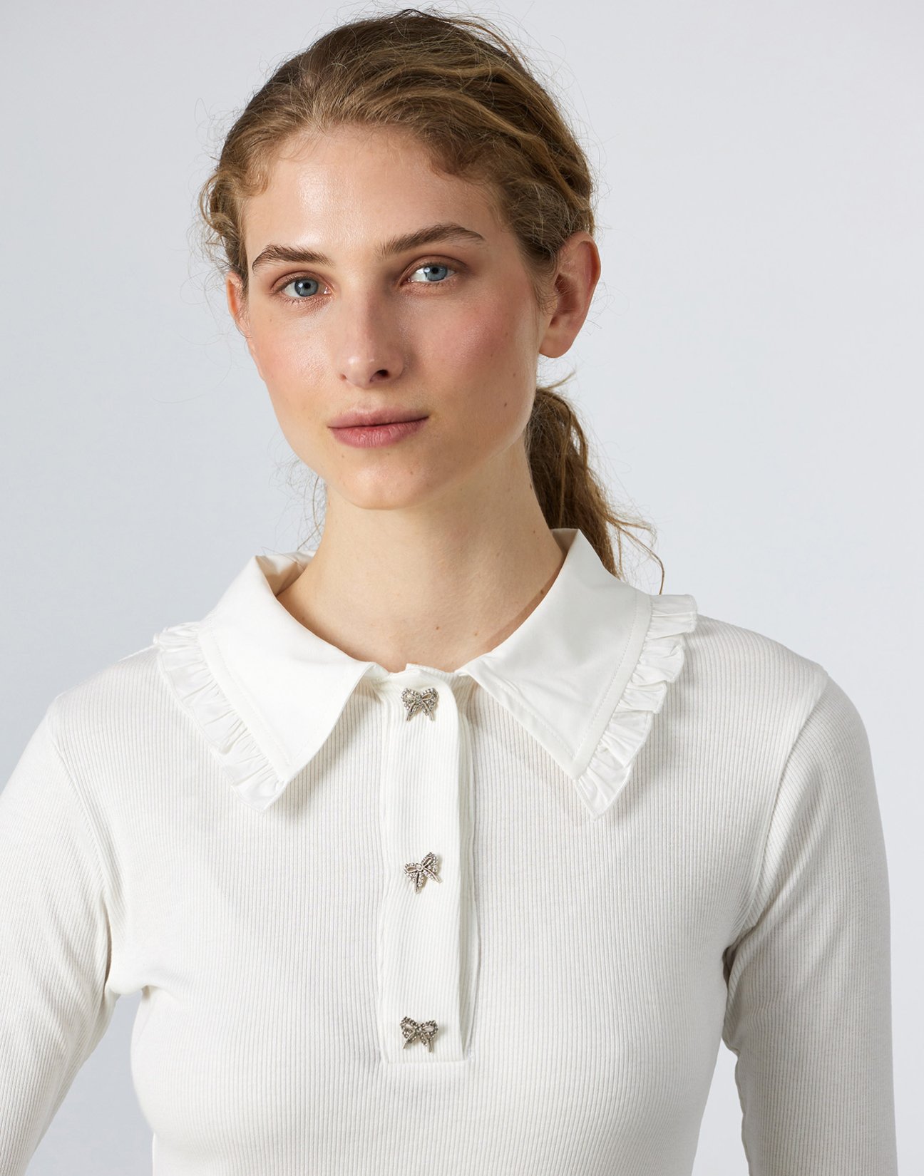 Ribbed top with collar
