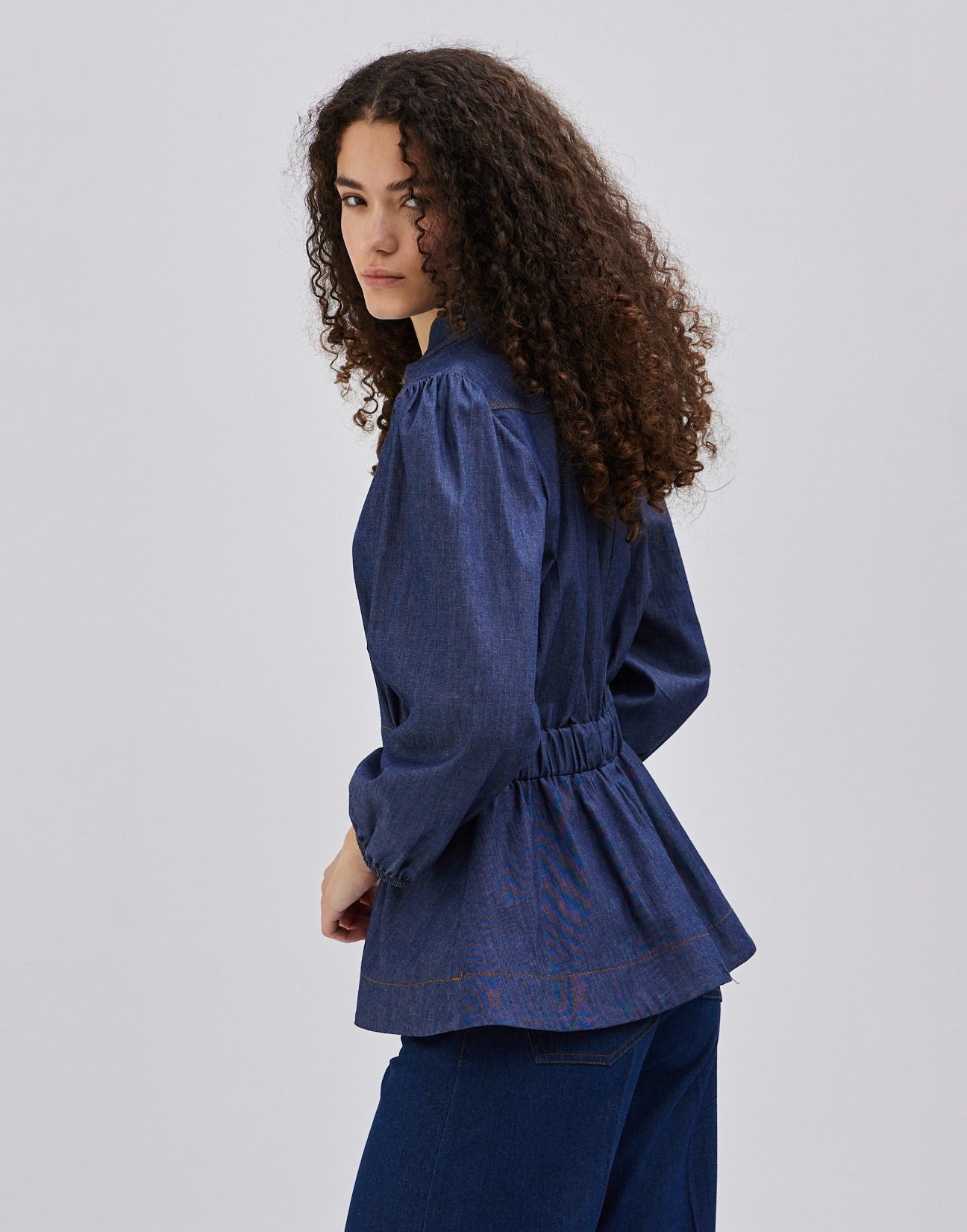 Denim blouse with buttons