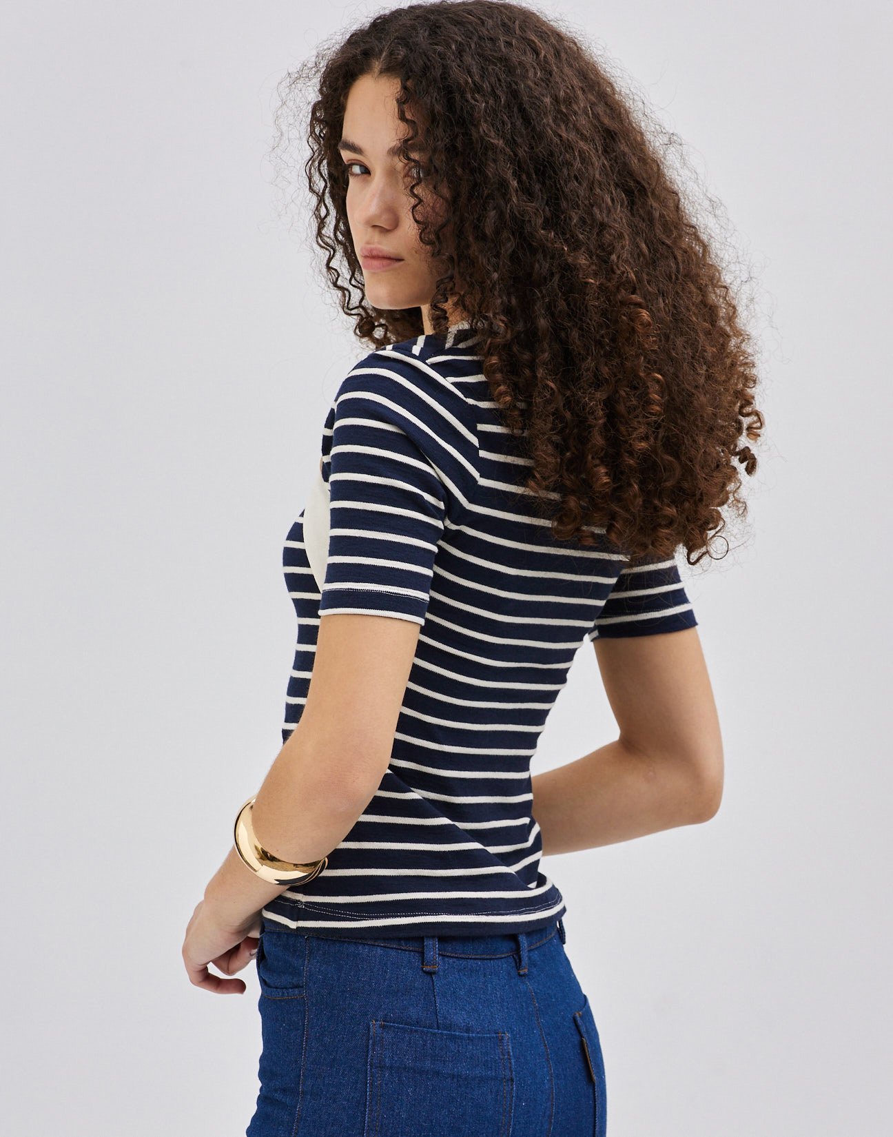 Striped top with buttons