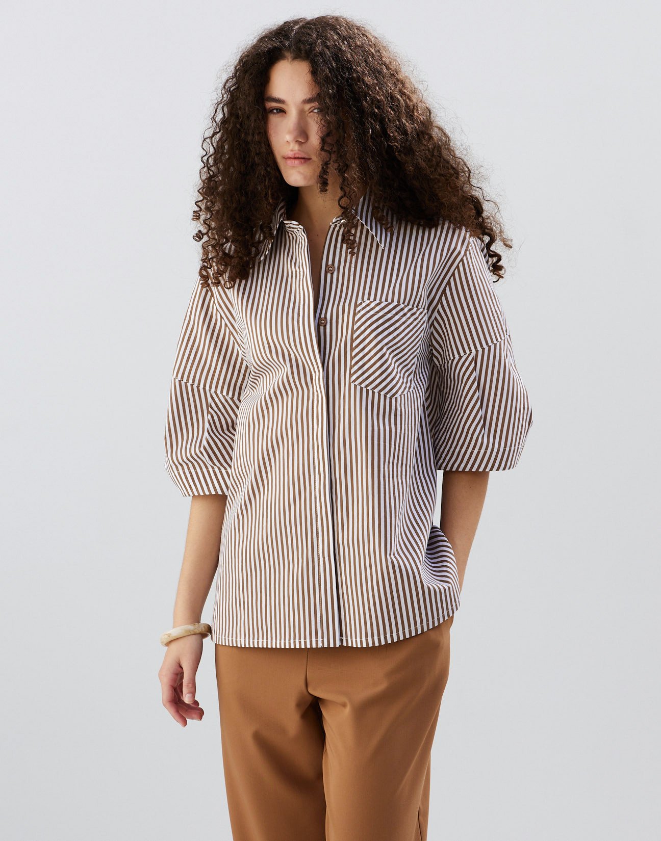 Striped poplin shirt