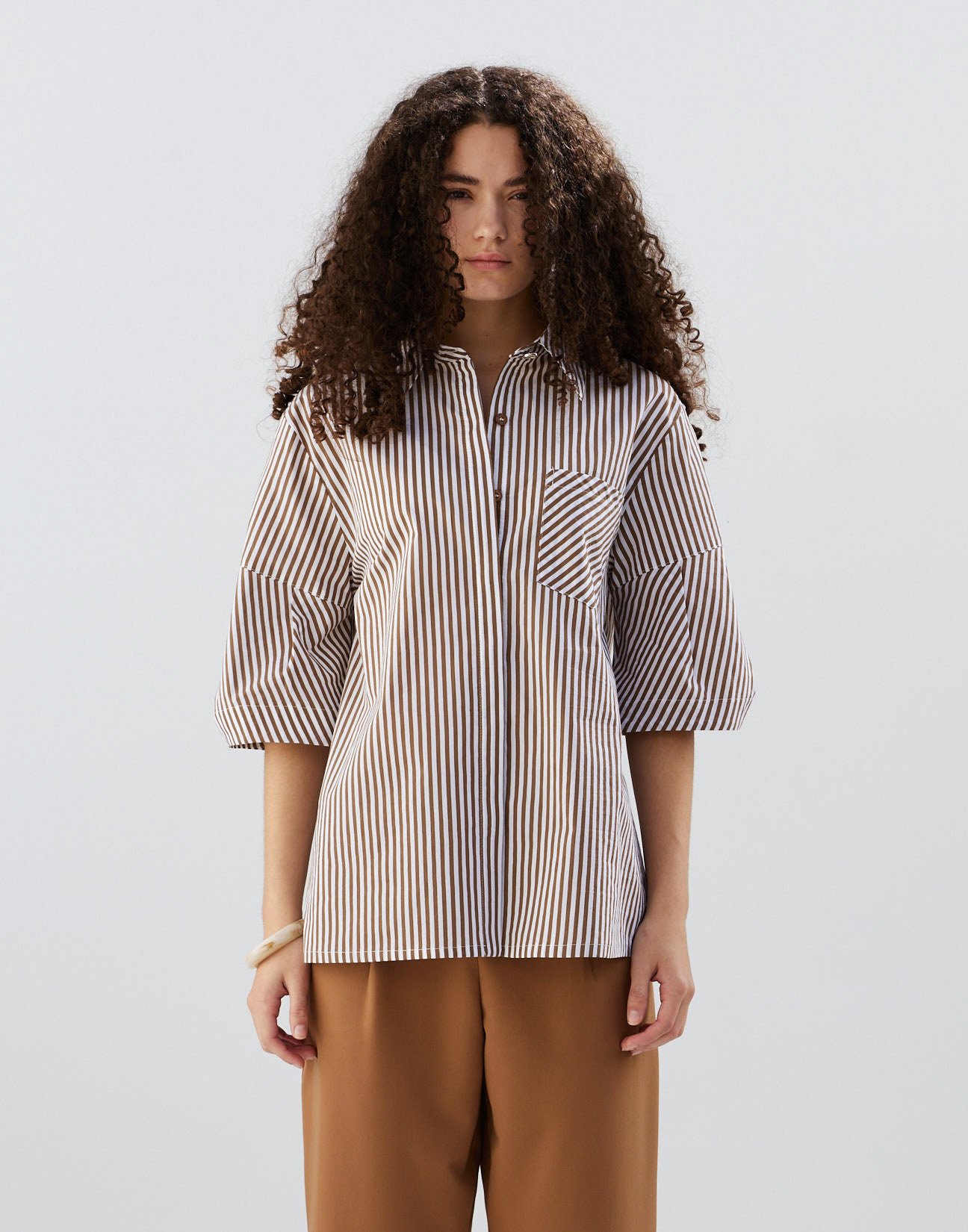 Striped poplin shirt