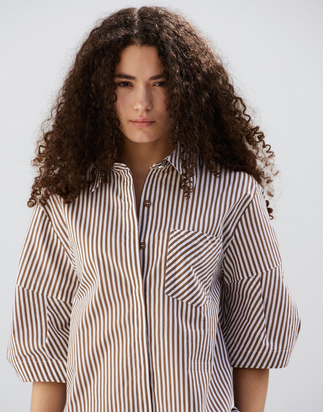 Striped poplin shirt