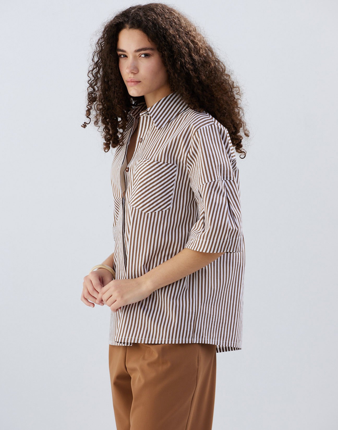 Striped poplin shirt