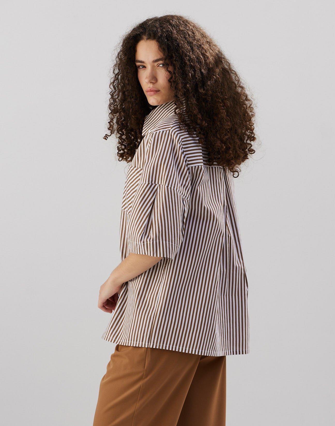 Striped poplin shirt