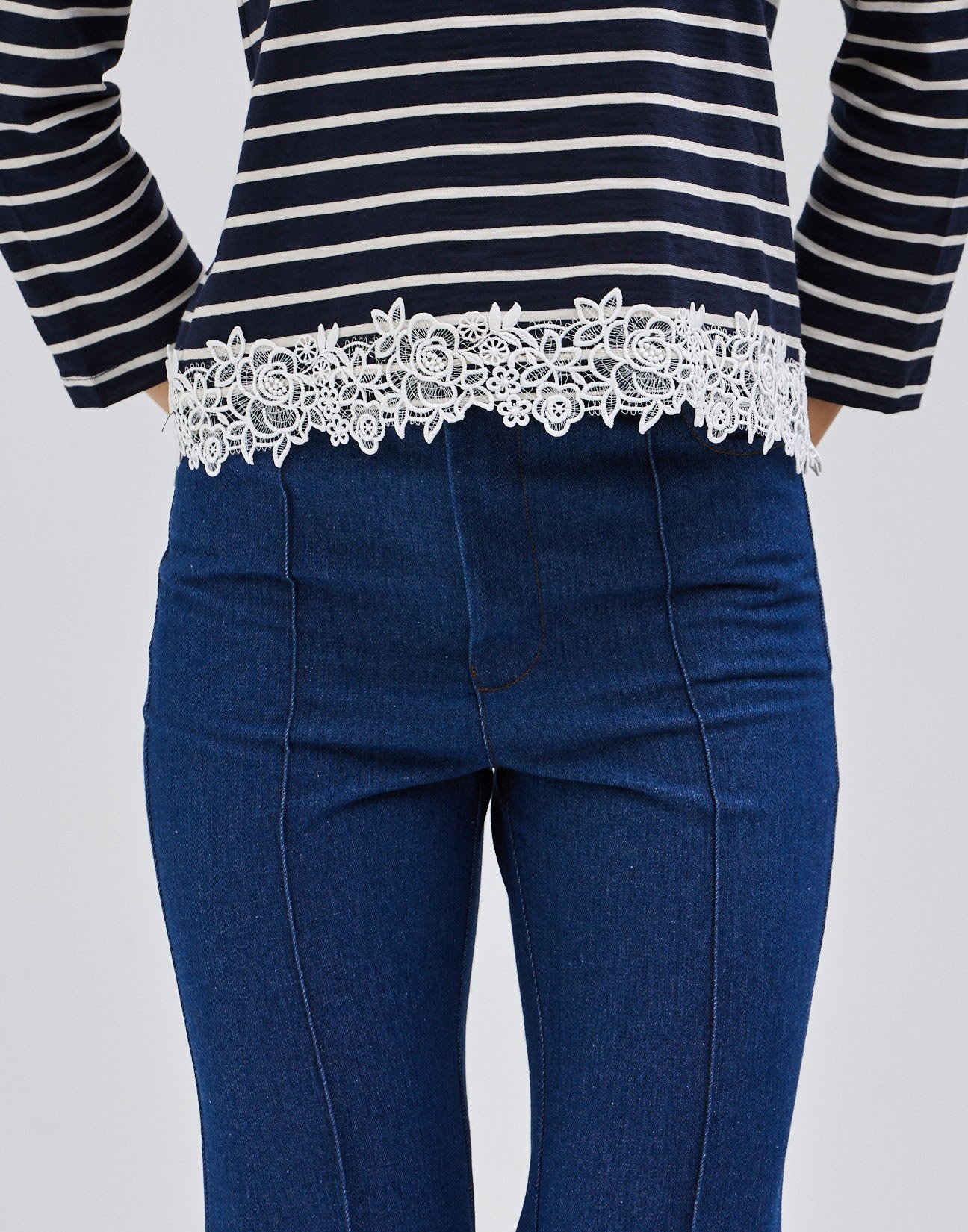Striped blouse with lace