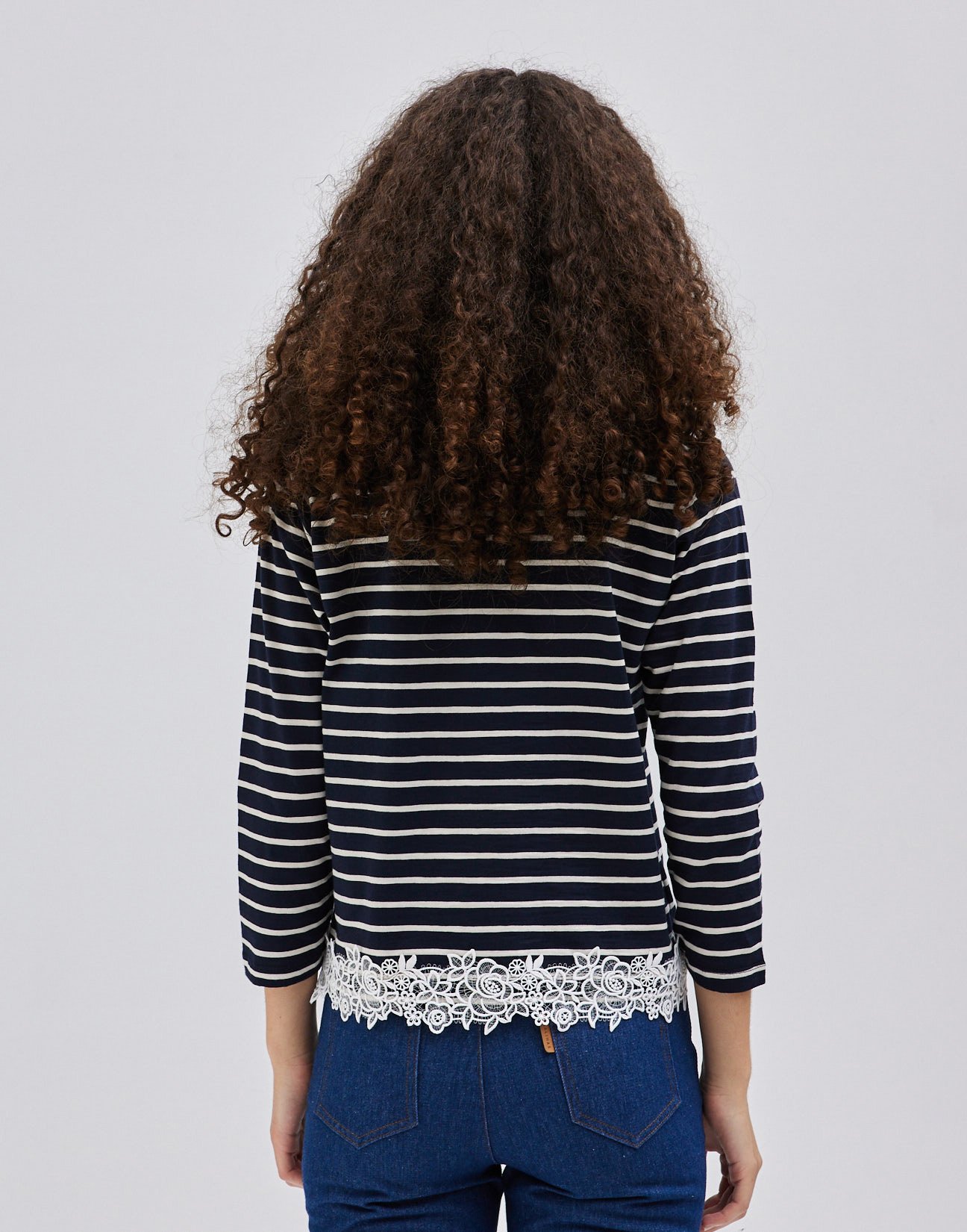 Striped blouse with lace