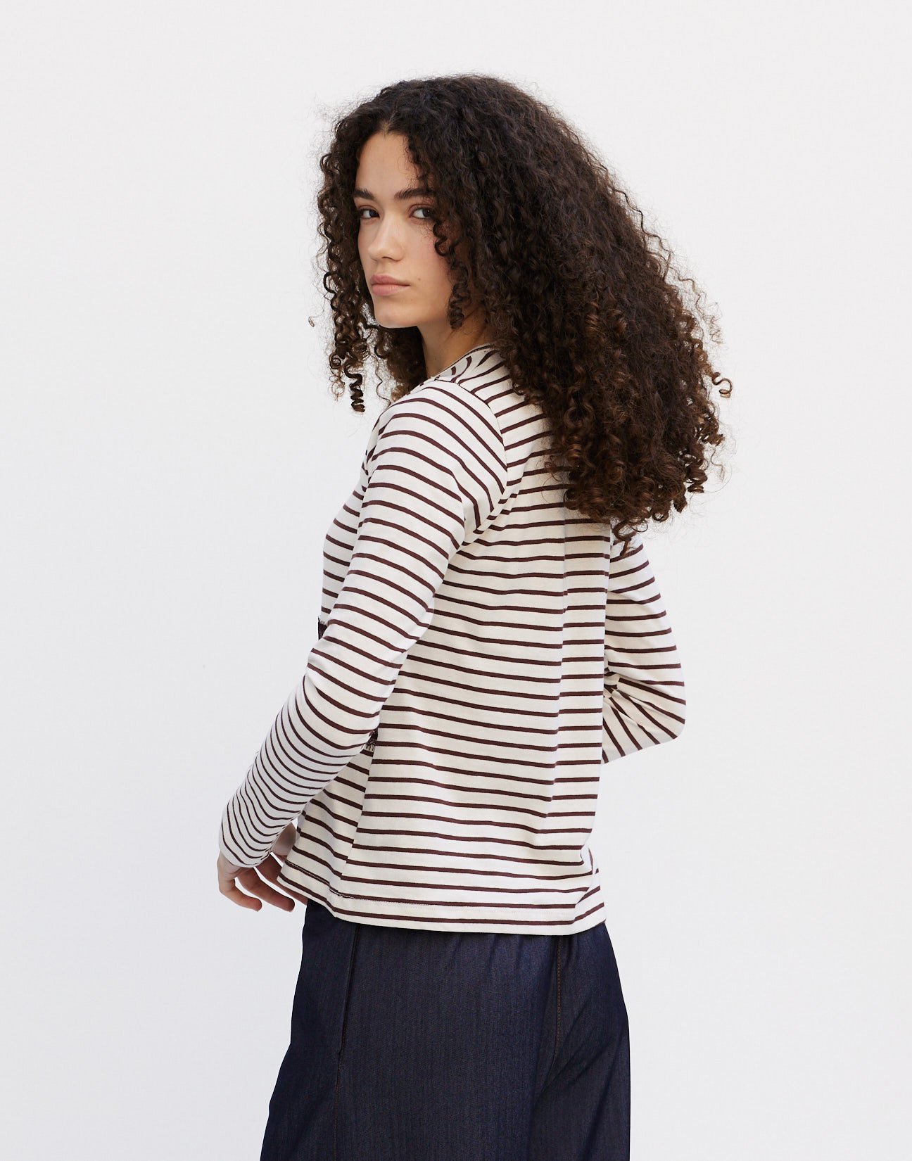 Striped blouse with lace
