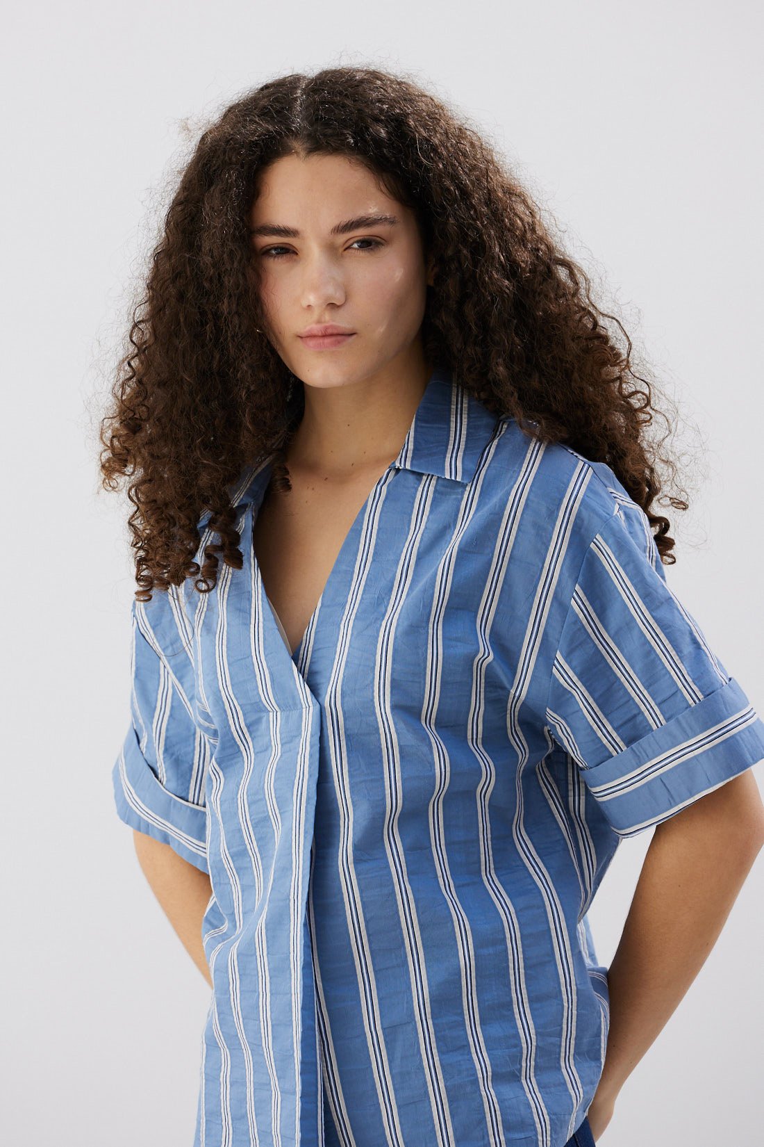 Striped blouse with collar