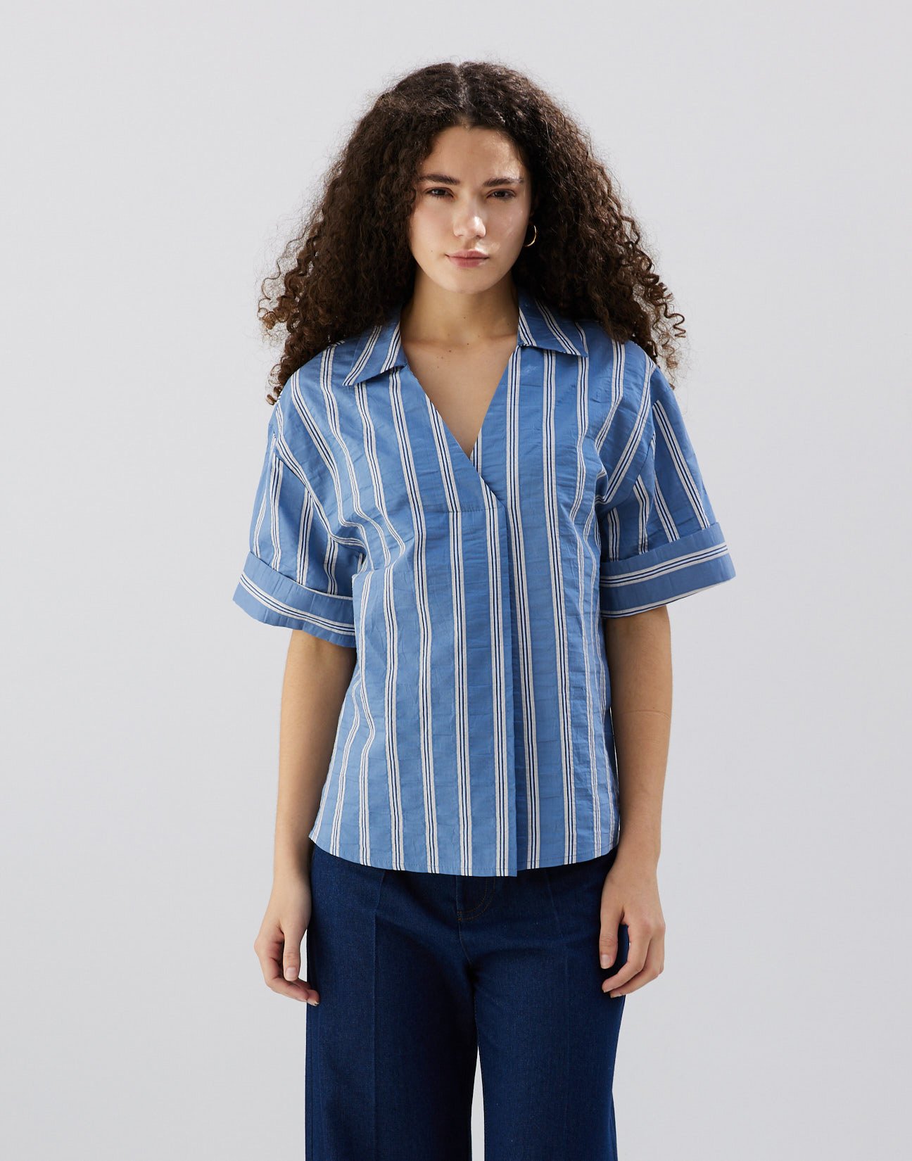 Striped blouse with collar