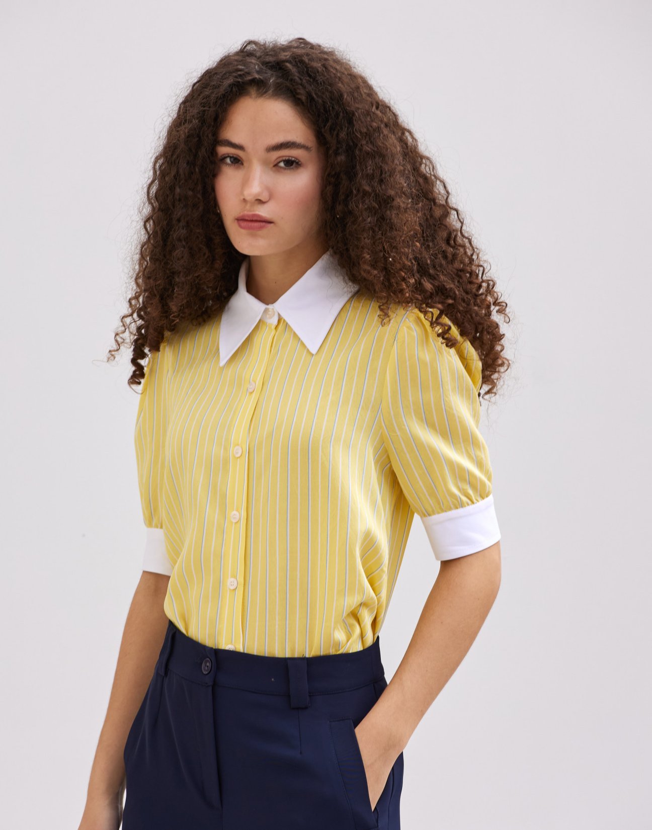 Shirt with poplin detail